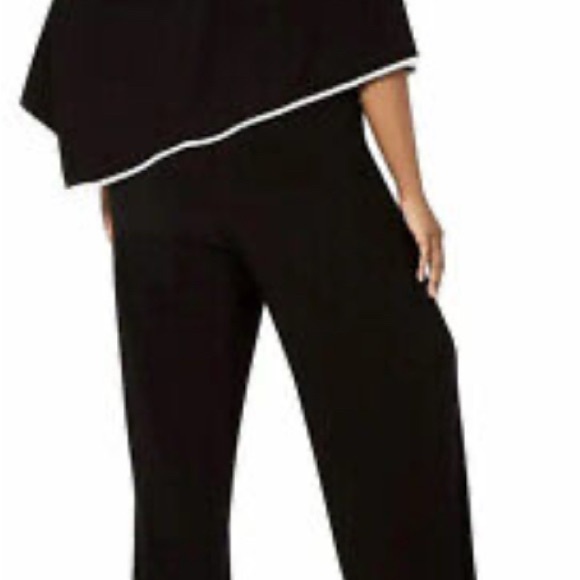 MSK Black Off-Shoulder Jumpsuit with White Trim - Picture 4 of 13